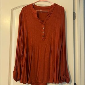 Kim Rogers Rust Button-Up Blouse